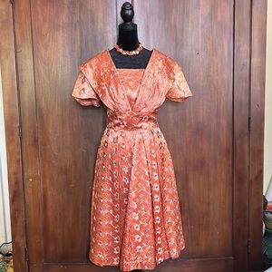 Vintage Handmade Peachy Keen Satin Dress